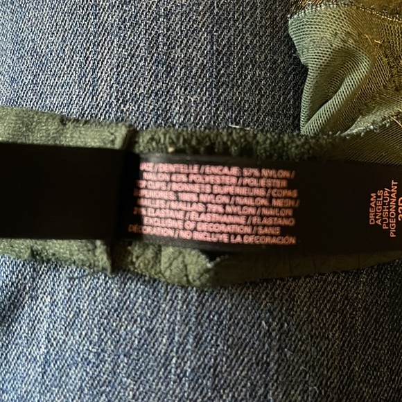 Victoria's Secret Dream Angels Push Up Bra Dark Green Lace Overlay 32D - Picture 14 of 16